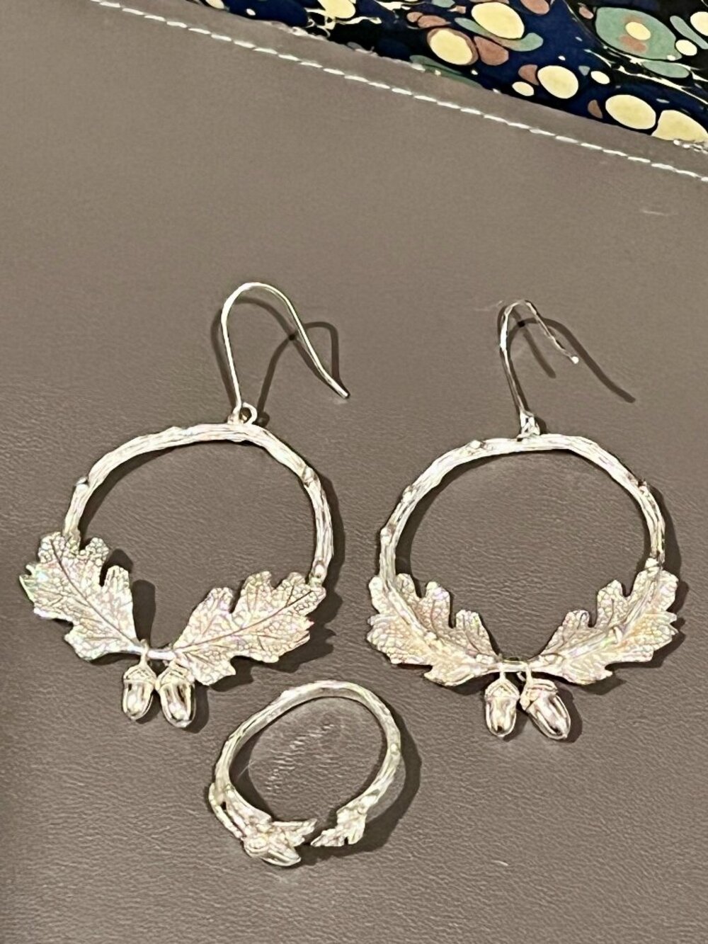 Karen Walker Sterling Silver Acorn & Oak Leaf Earrings and Ring Set
